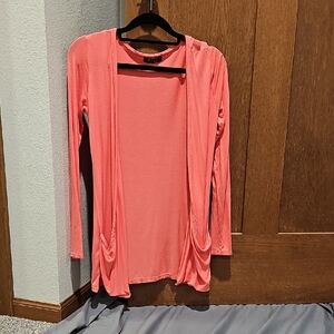 Coral Open Front Cardigan